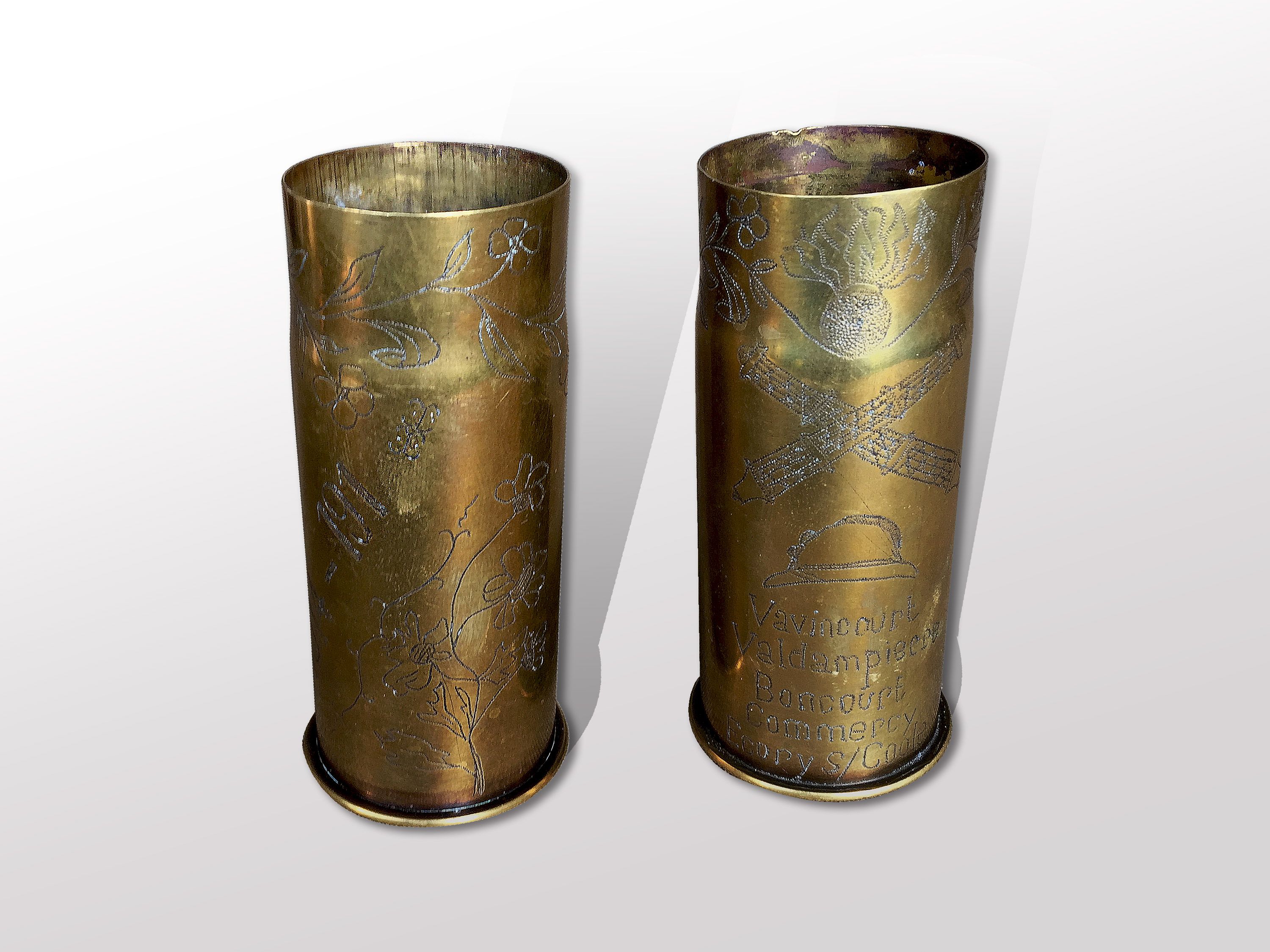 Pair of copper shells 1914-1918 Trench Art
