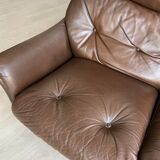 Canapé cuir vintage Jacques Coulon 1960s