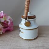 Old Great Mustard Pot with Ceramic Wicker Handle France