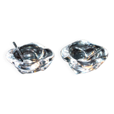 Vintage BAYEL crystal salt shakers - Salerons Modernist Design free form 1960
