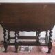 Farmhouse patinated extendable dining table in oak with carved edge, 1900