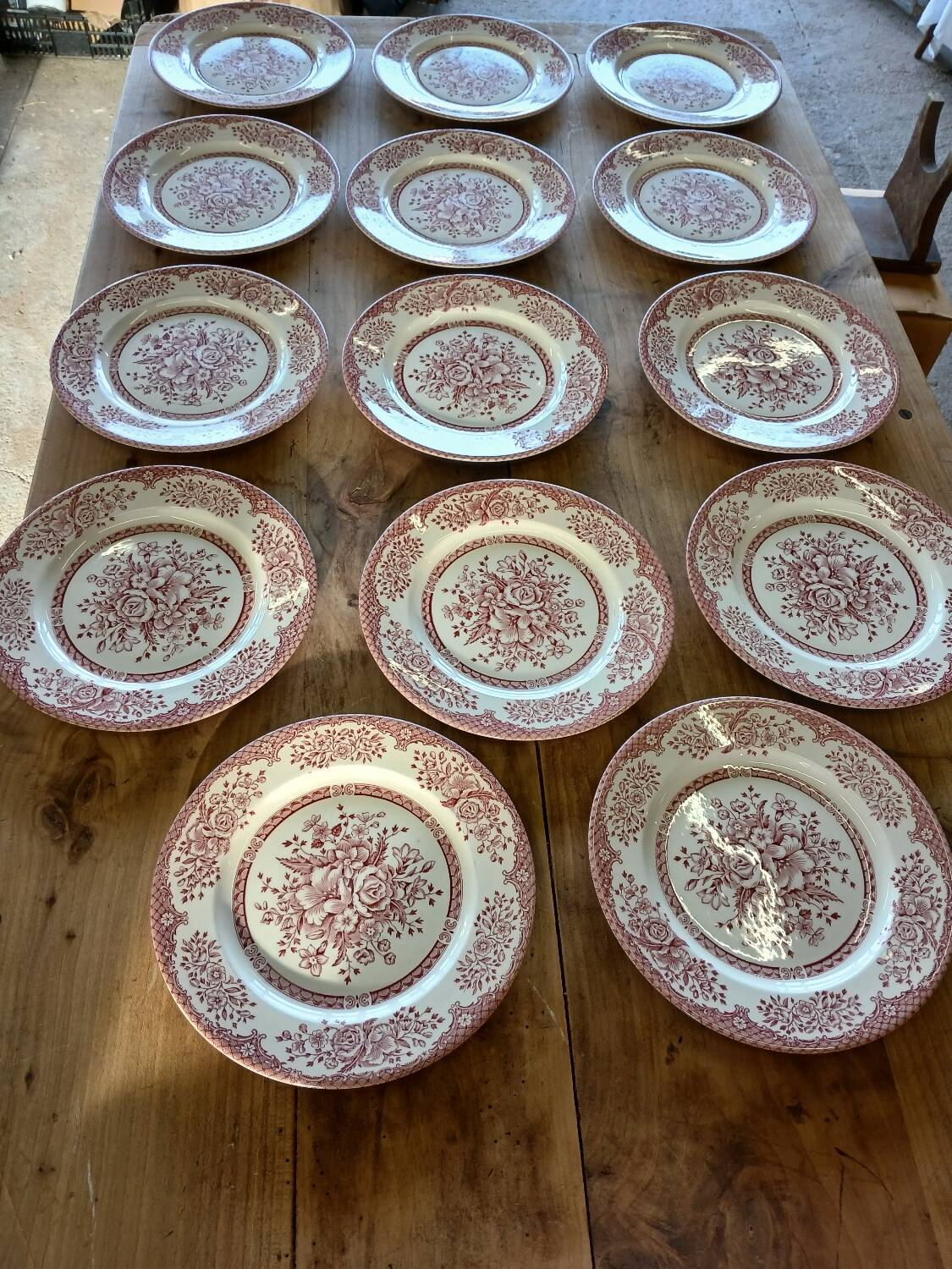 14 Antique English Dinner Plates