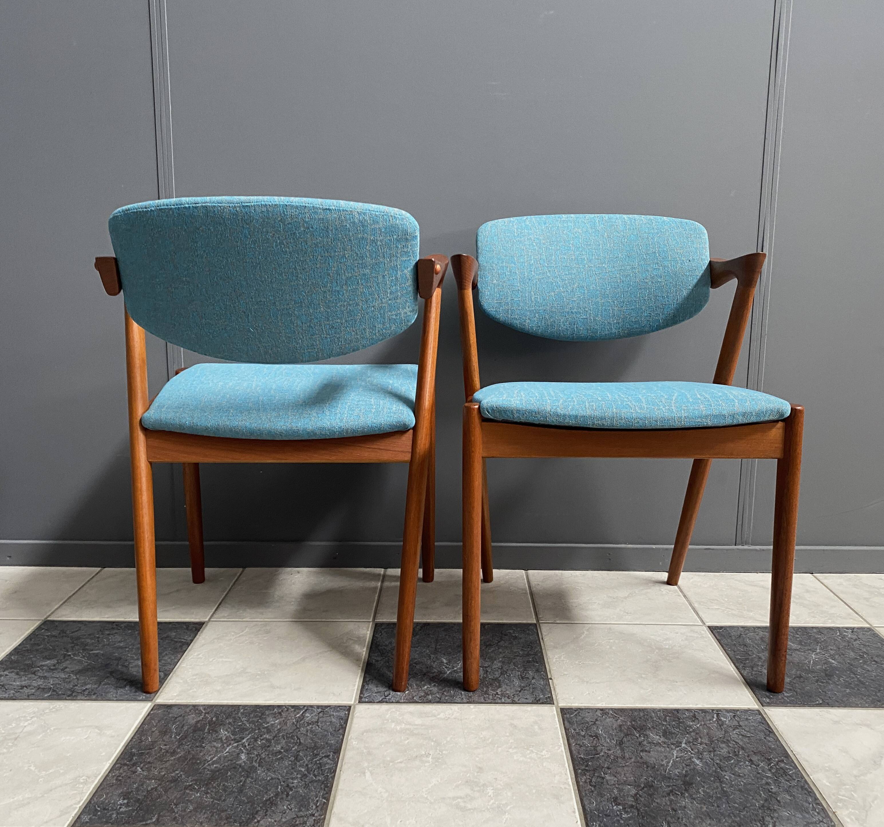 Set of 2 Kai Kristiansen Model 42 Teak Z-chairs for  Shou Andersen Denmark