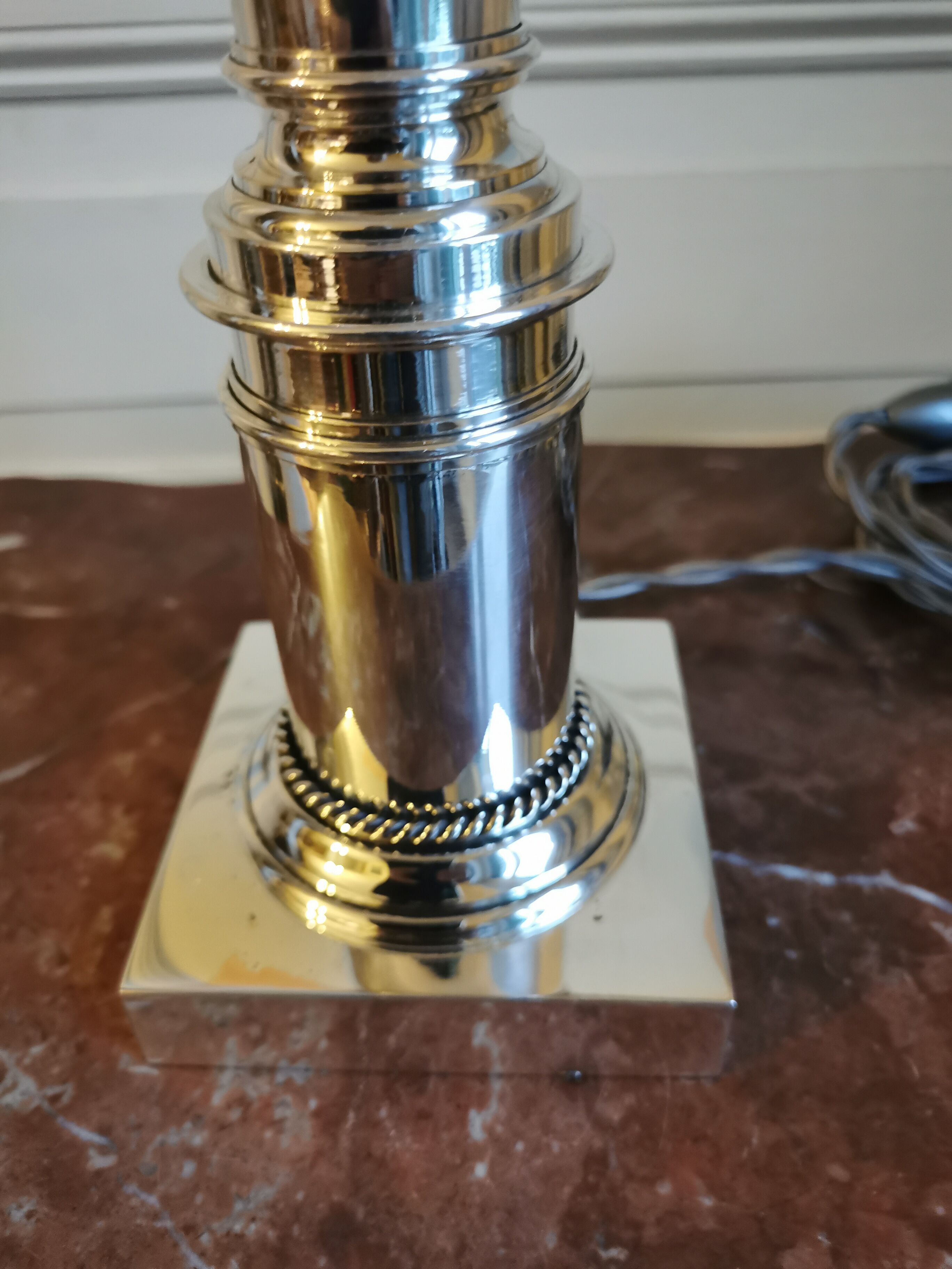 Silver metal lamp signed Plasait goldsmith