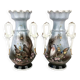 Pair of paris porcelain vases with bird decorations