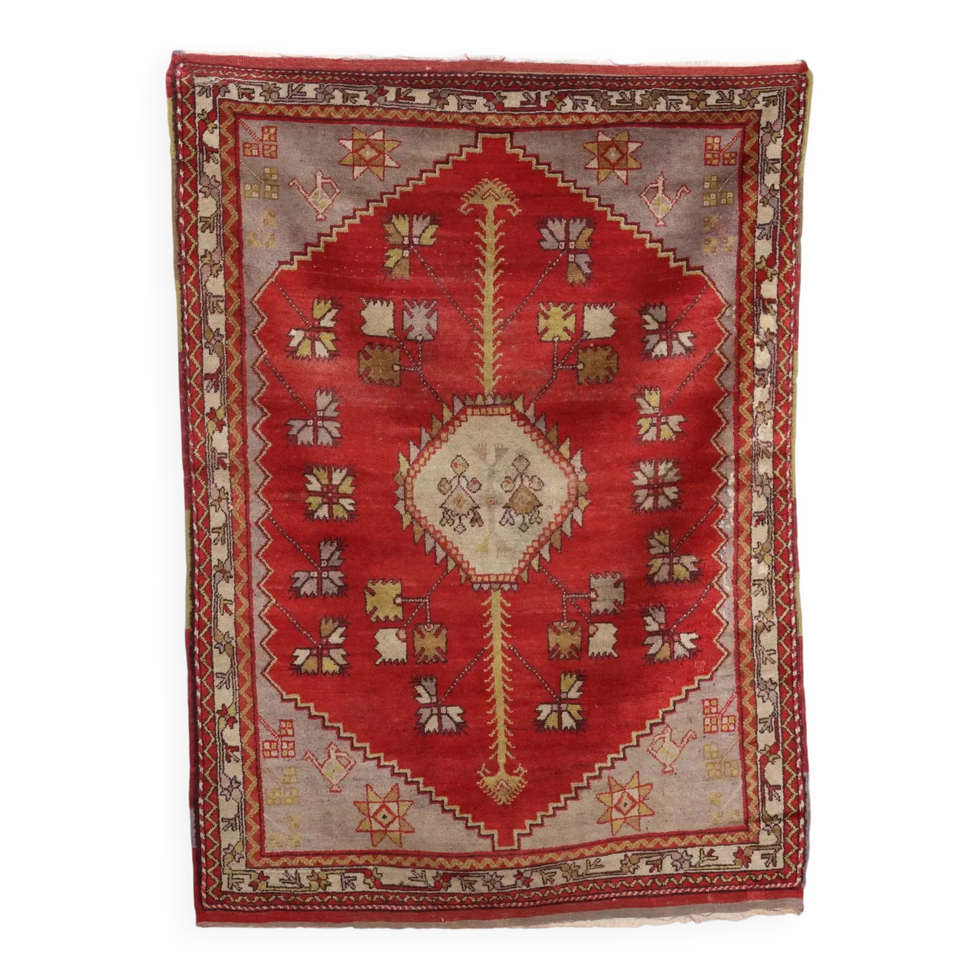 Tapis Kula ancien en laine, gros nœud, Turquie, 75 x 47 In