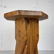 Midcentury brutalist artisanal rustic handcrafted stool, France 1960s