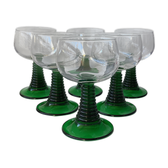 6 verres d'Alsace Roemer pied spirale