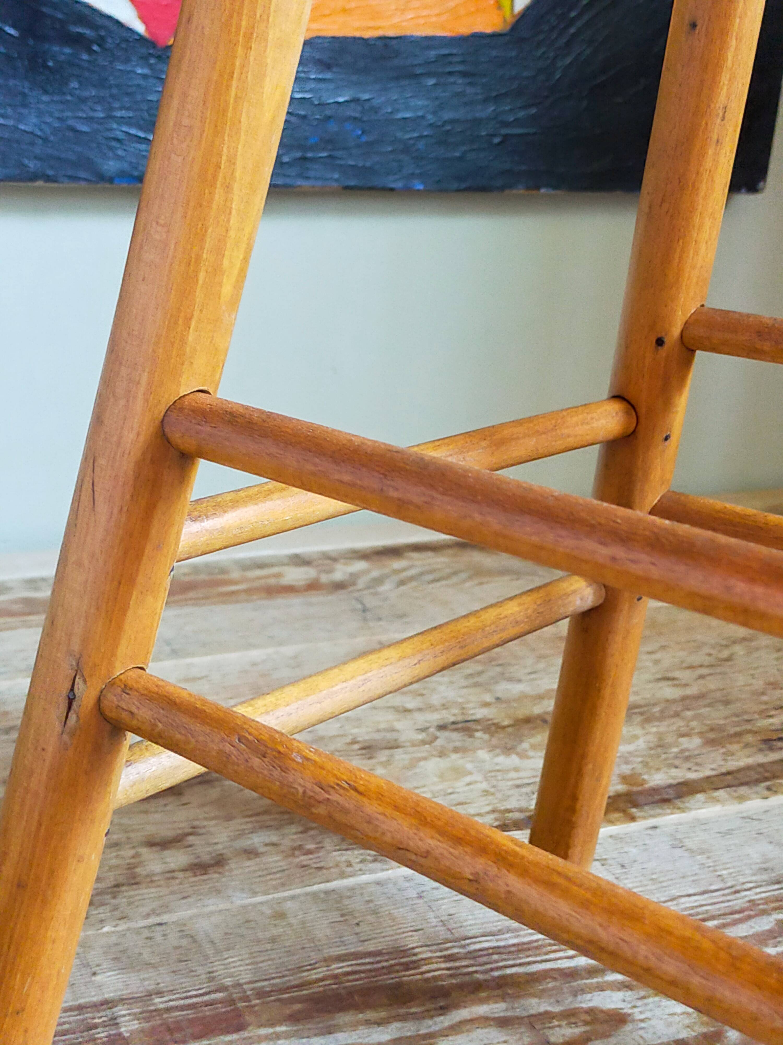 Vintage solid blond wood bar stool