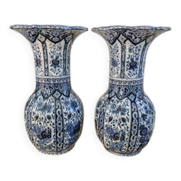 2 large vases known as trumpet vases from Delft Royal