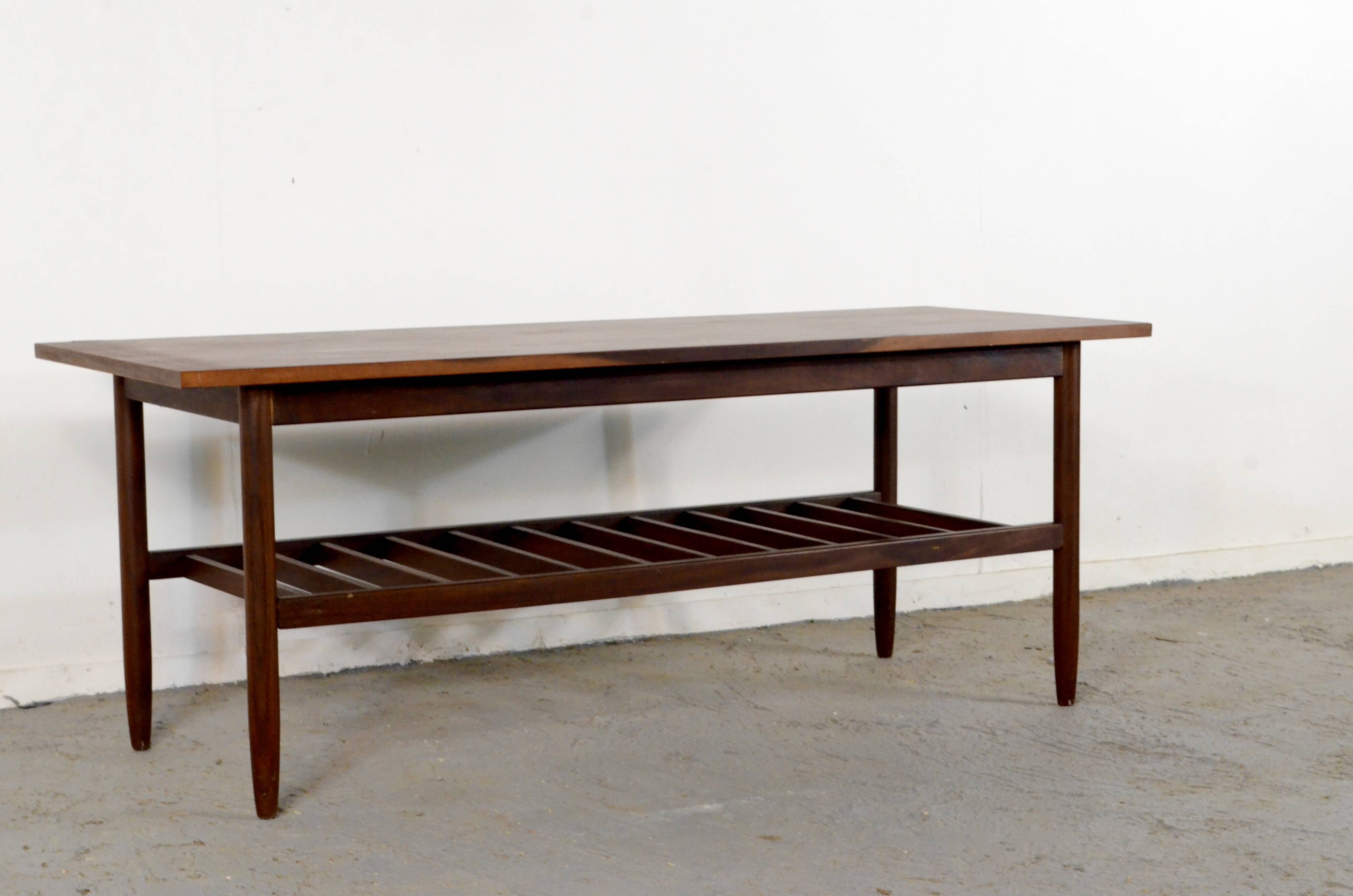 Vintage Midcentury Danish Two Tier Slatted Coffee Table In Afromosia.
