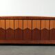 Art Deco design sofa with beautiful woodwork and cream fabric upholstery