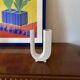 Space age U letter shaped solifleur vase, Marcel Radureau France 1970