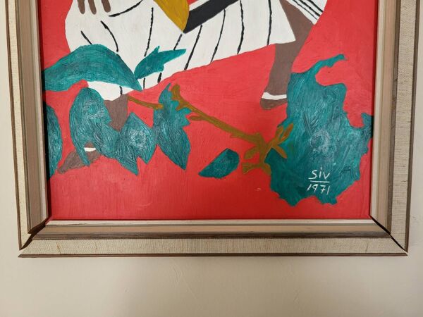 Peinture Siv Holme 1971 / Homme Africain Jouant Du Tambour