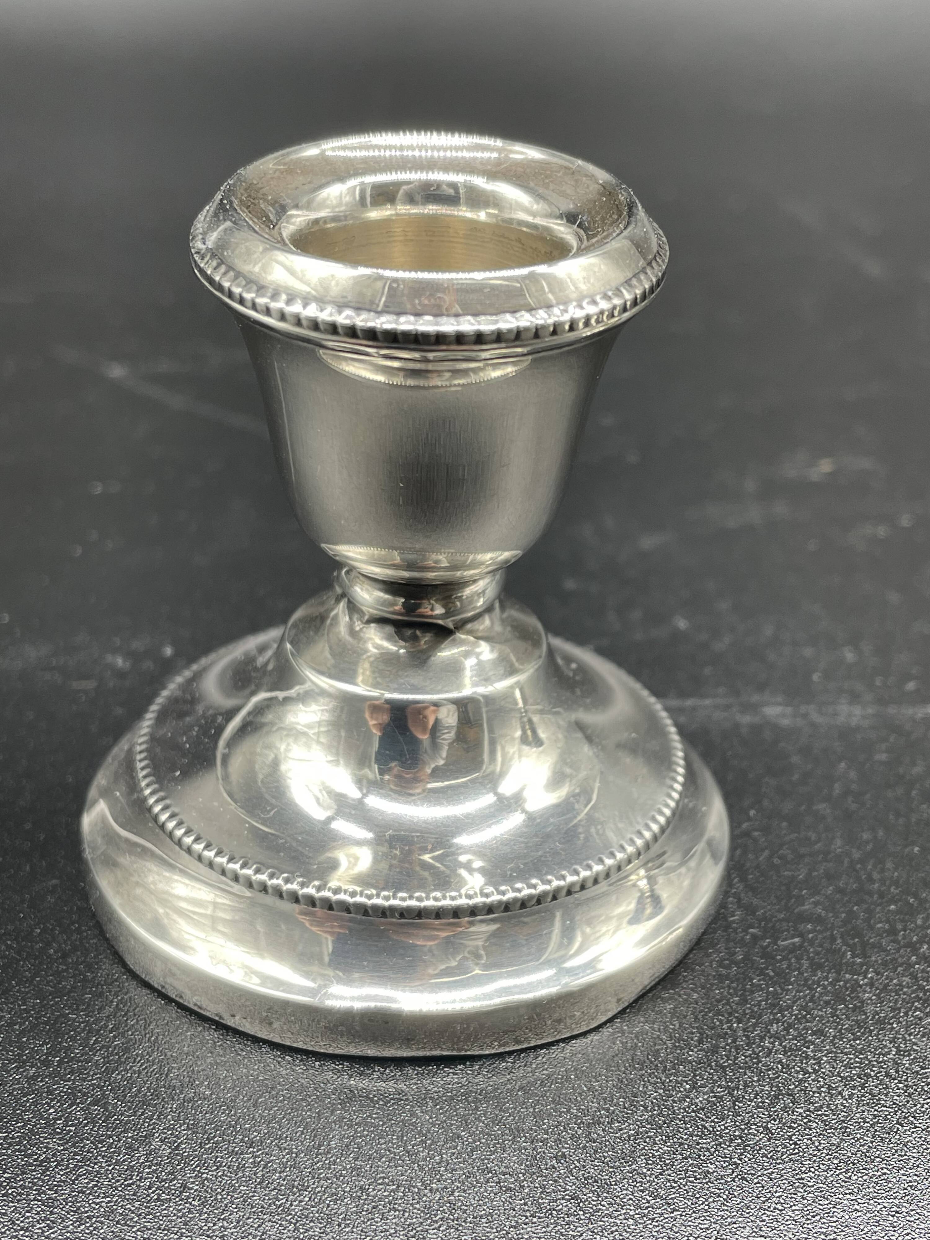 Pair of antique sterling silver candlesticks - English silversmith - 1934