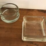 Lot of two glass-paved ashtrays Lumax 1950