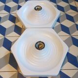 Pair of Hudstadt hexagonal ceramic wall lights
