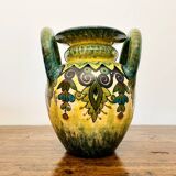 Vase en faïence polychrome Henriot Quimper signé Paul Fouillen, 1940