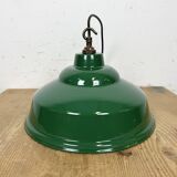 Industrial British Green Enamel Factory Pendant Lamp, 1960s