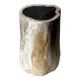 Petrified wood side table white tower black heart H:36cm D:17cm
