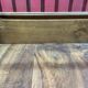 Old table showcase in walnut wood and glass, to install, store model with heavy glass
