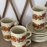 6 Weidmann Italian porcelain cups and saucers with floral design