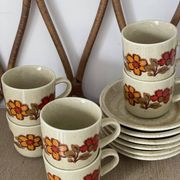 6 Weidmann Italian porcelain cups and saucers with floral design