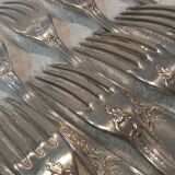 11 silver plated dessert forks, Ercuis LXV 29, 18.9cm