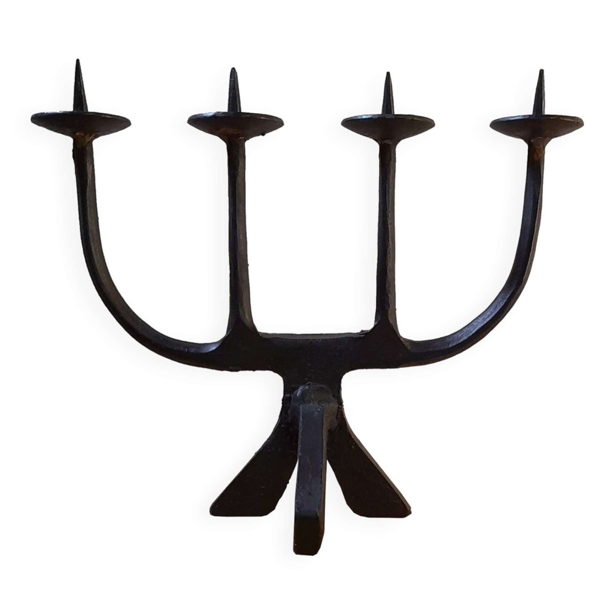 Brutalist wrought iron candlestick, 1960s