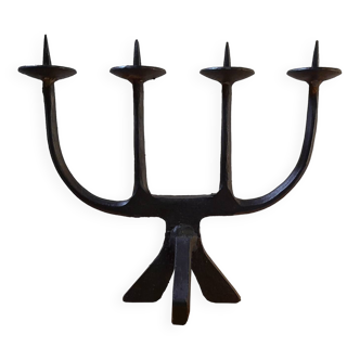 Brutalist wrought iron candlestick, 1960s