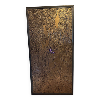 Brutalist Copper and Glass Wall Panel