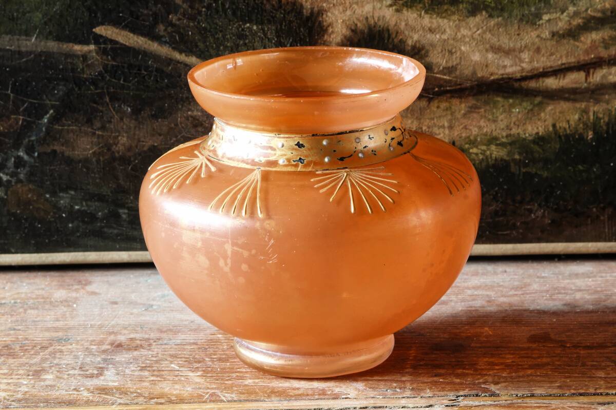 Art Deco enamelled blown glass vase