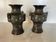 Pair of antique cloisonné bronze vases, China or Japan circa 1900-1930.