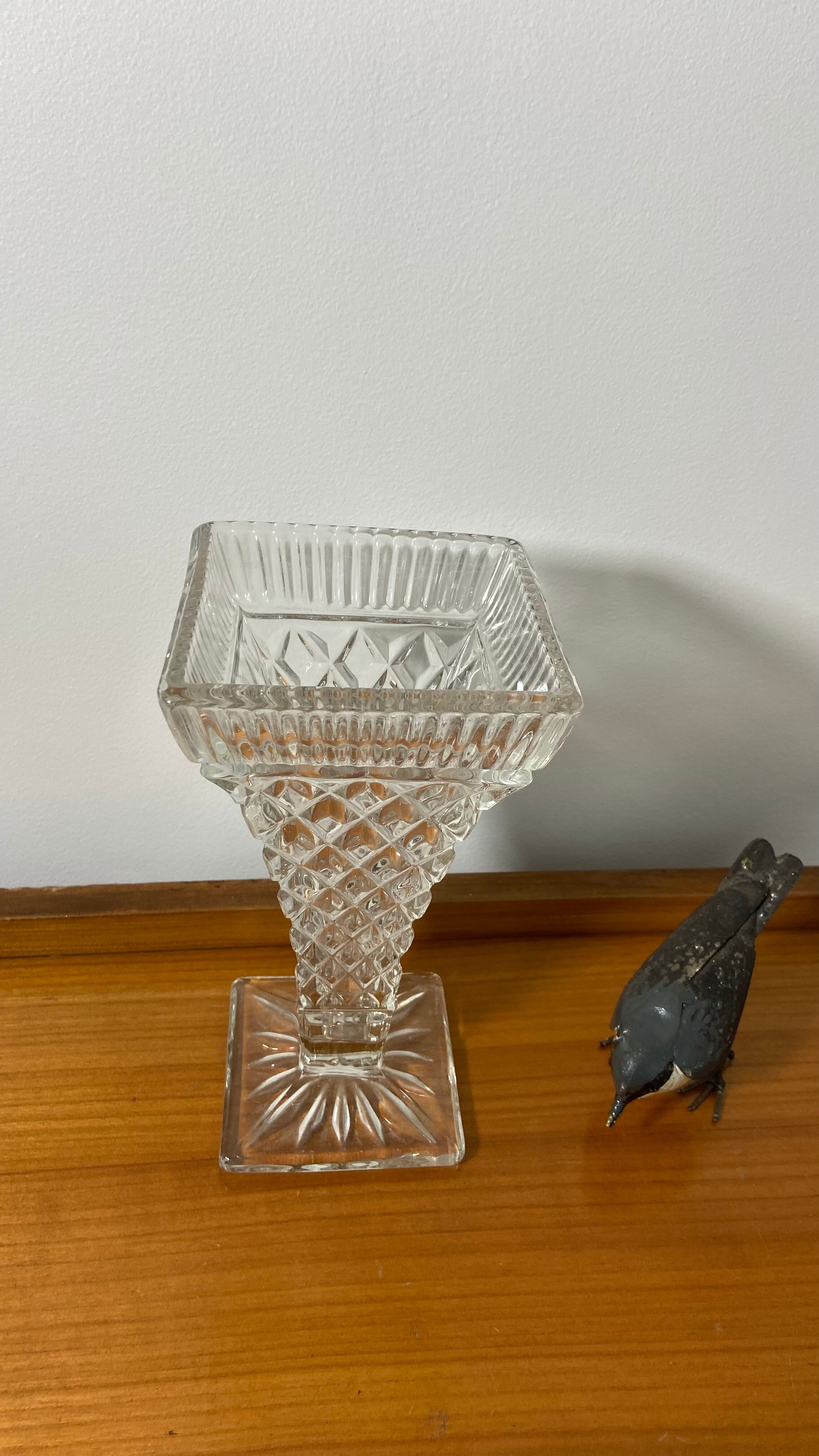 Vintage pressed molded glass vase 1960