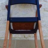 Fauteuil bridge Stella en bois et tissu, années 50