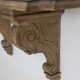 Jean-Charles Moreux. Console in carved oak and marble. 1940s.