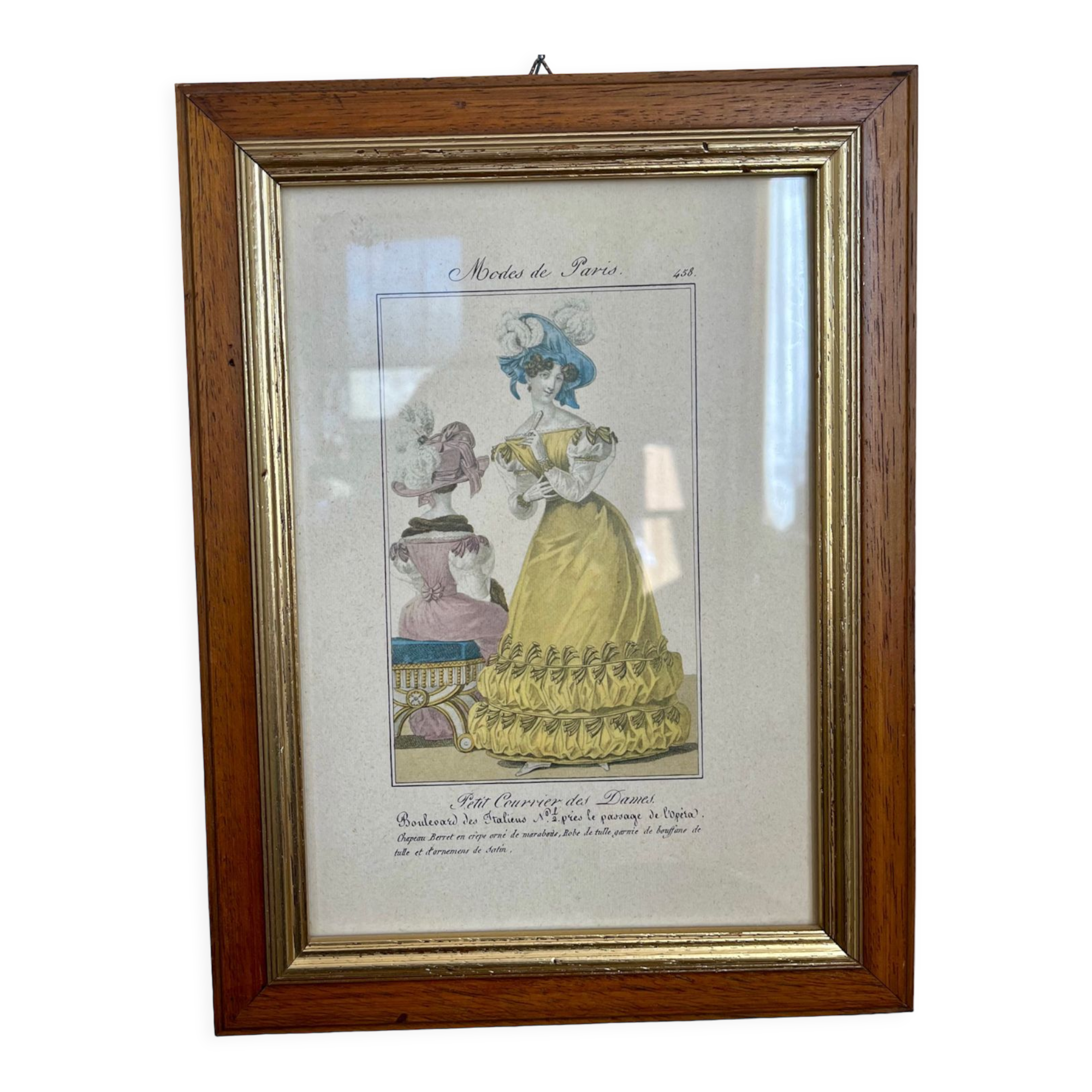 Framed antique paris fashion engraving