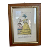 Framed antique paris fashion engraving