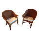 Set of 2 armchairs in adult varnished woven rattan