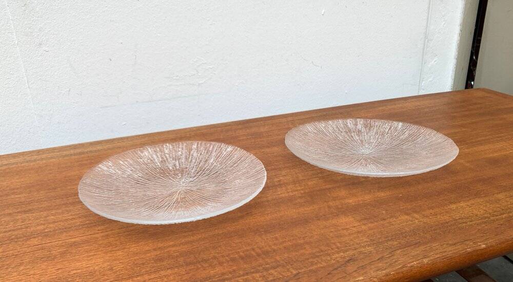 Vintage glass plates with bark design, set of 2.