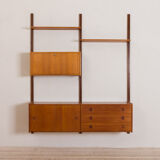 Scandinavian teak wall unit with sideboard and bar cabinet
