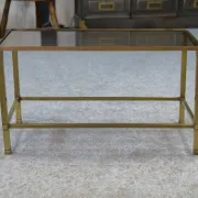Table basse en laiton et verre fumé 1950’s