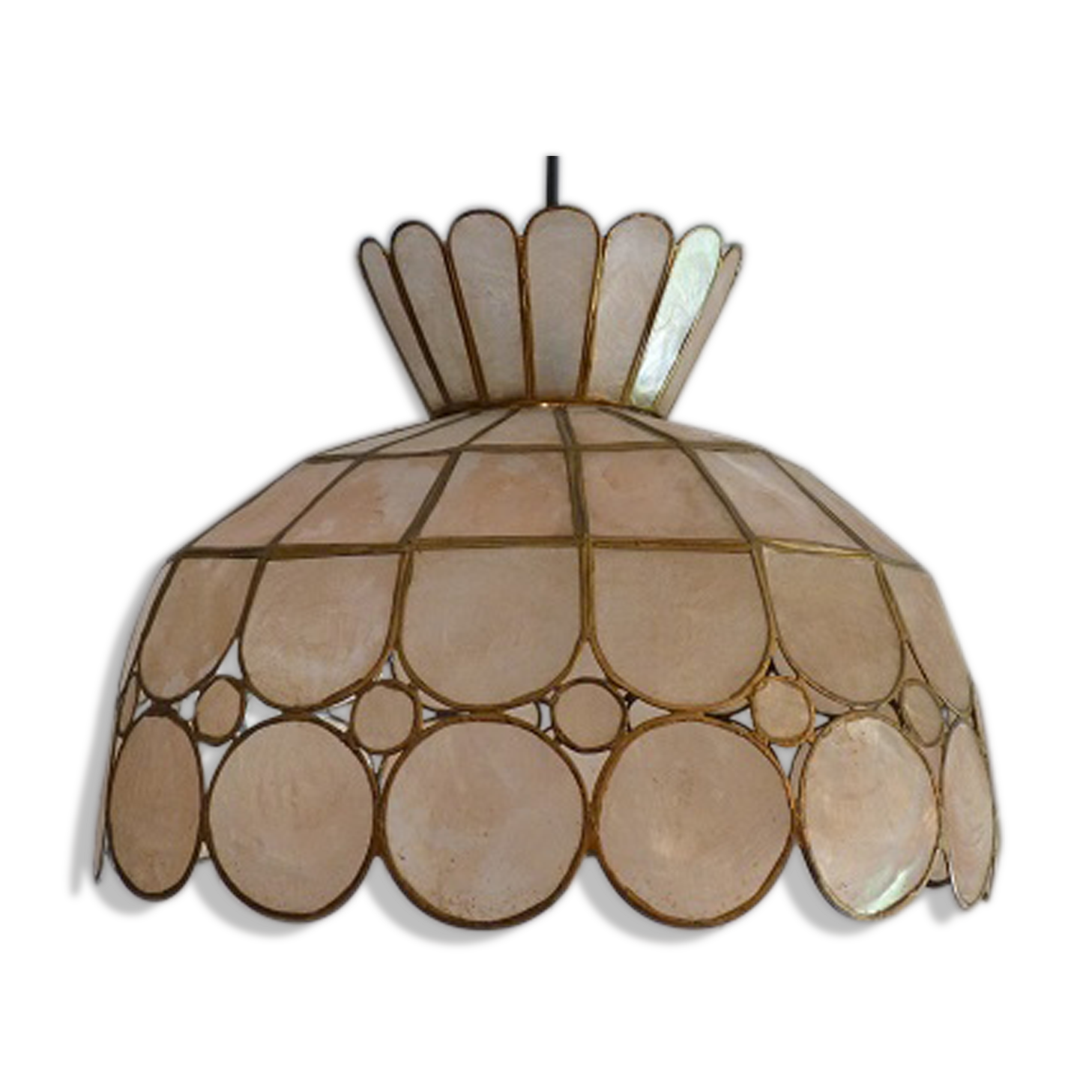 Hanging lamp brass and mother of pearl