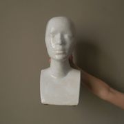 Vintage design vase 70s enamelled ceramic bust sculpture head face