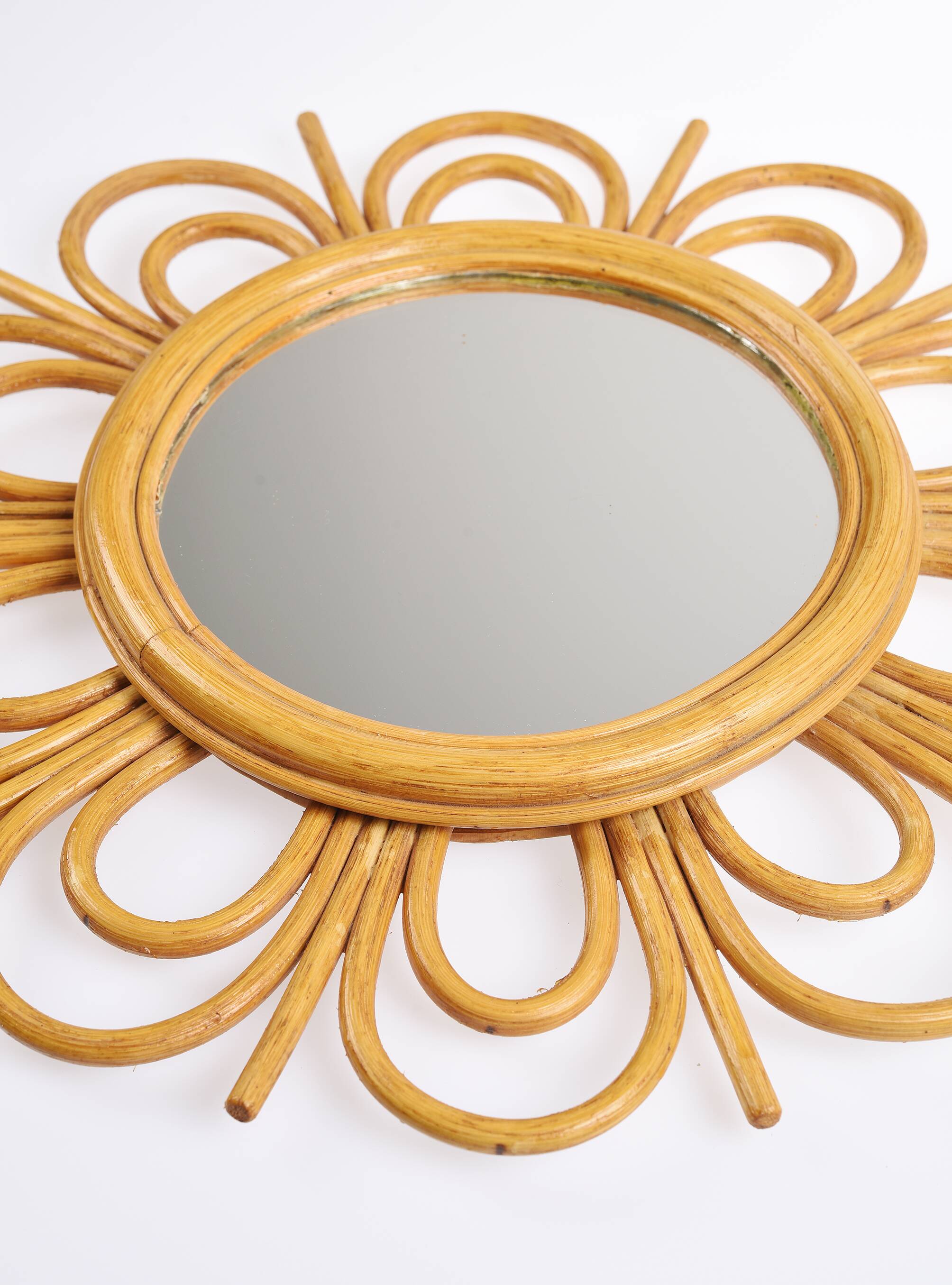 Vintage rattan sun mirror