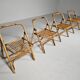 Set of 4 Dal Vera bamboo folding chairs, brass details, Italy, 1960s.