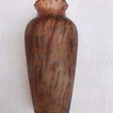 Orange / blue marble vase (signed?) old glass paste