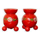 Pair of Swedish Dala Ball candlesticks