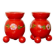 Pair of Swedish Dala Ball candlesticks