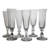 6 19th century champagne flutes / mismatched